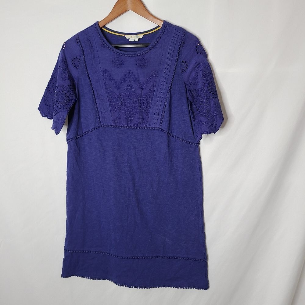 Boden Everyday Embroidered Eyelet Navy Blue Tunic Dress‎ sz 4